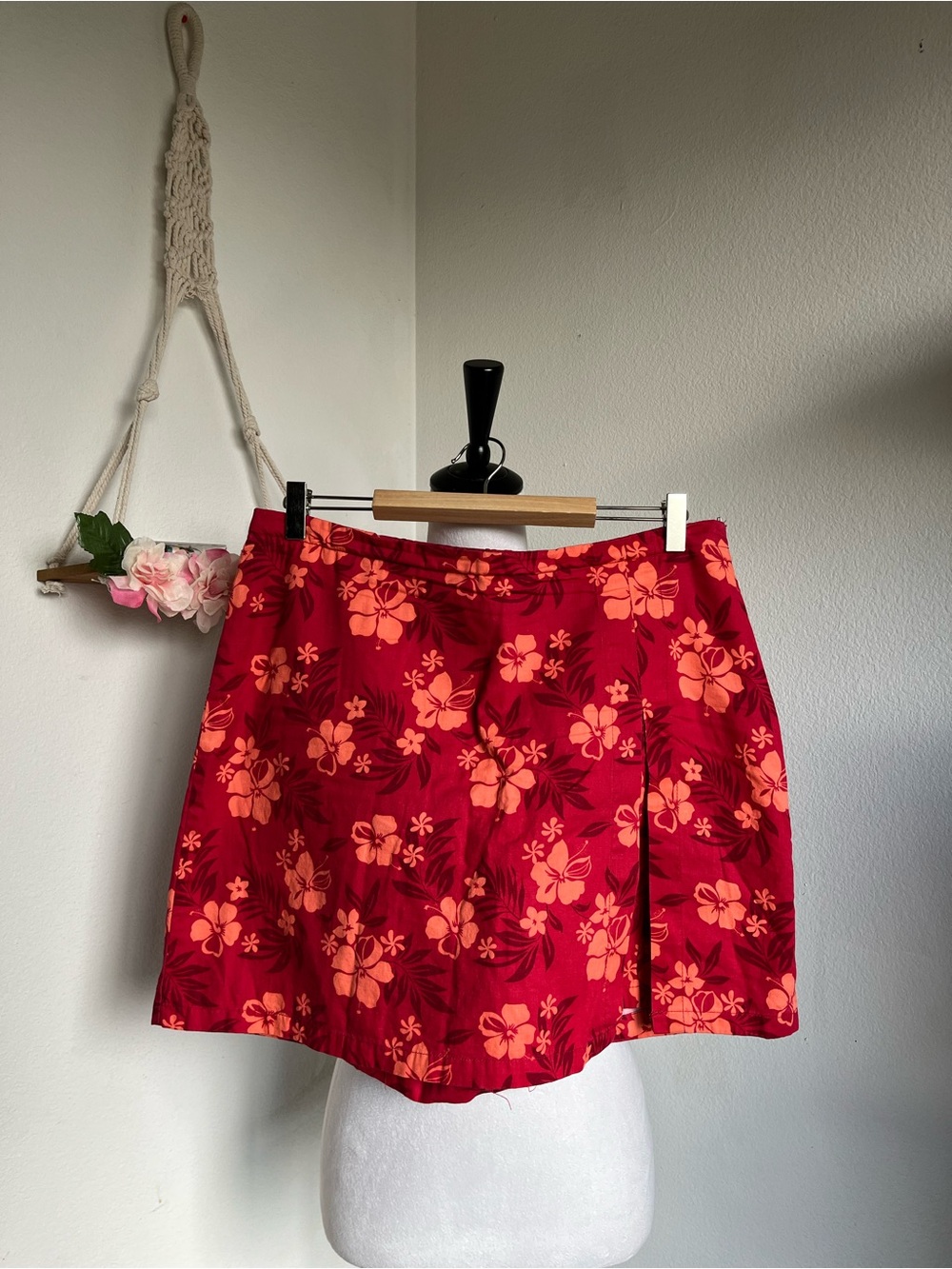 Y2K Cherokee Red Tropical Floral Print Skort size 12